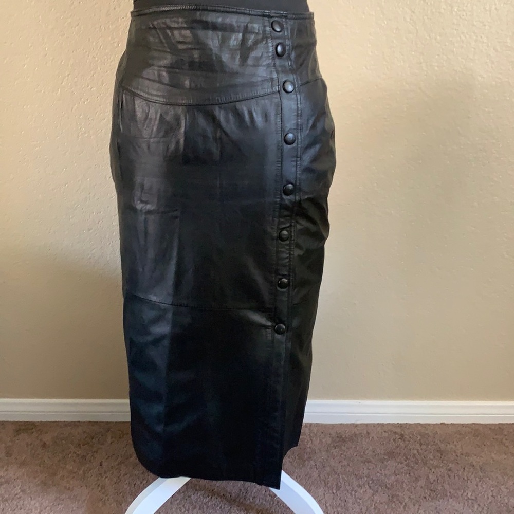 Size 16 genuine leather black skirt